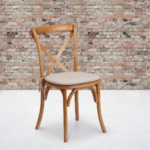 Cross-back dining chair with cushion