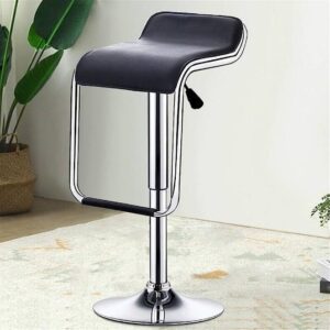 Adjustable Black Leather Bar Stool