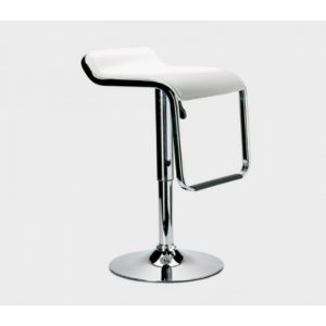 Adjustable White Leather Bar Stool